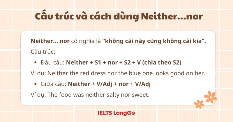 Cấu trúc neither nor và cách dùng trong tiếng Anh