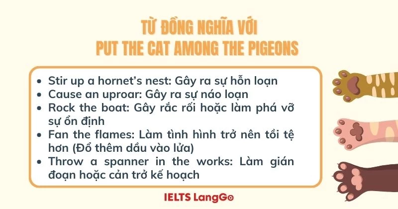 Cách diễn đạt tương tự Put the cat among the pigeons