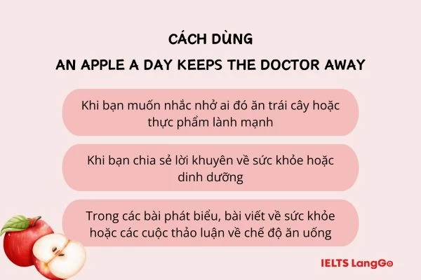 Cách dùng thành ngữ An apple a day keeps the doctor away