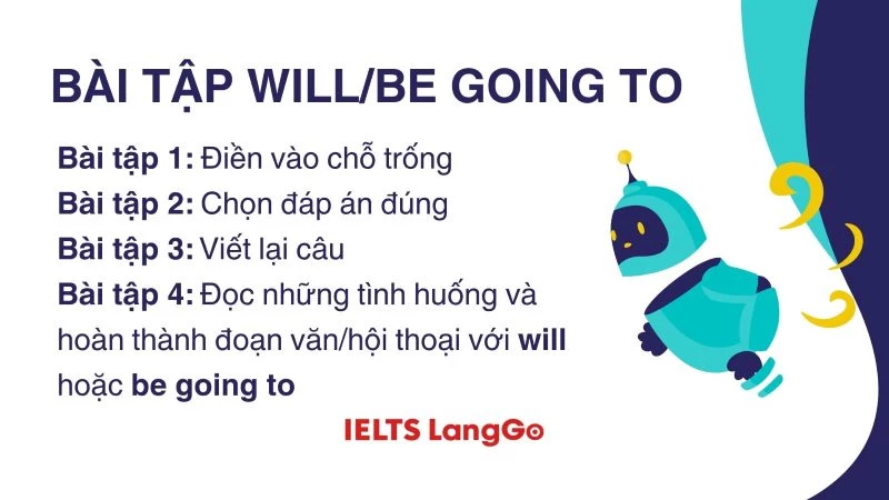Bài tập thực hành phân biệt Will và Be going to