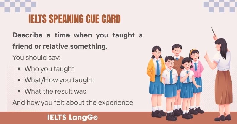 Describe a time when you taught a friend/relative something cue card