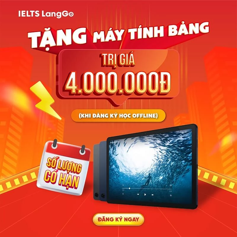Nhận Galaxy Tab A9 miễn phí khi học offline tại IELTS LangGo
