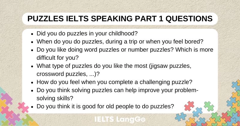 Puzzles Speaking Part 1 Questions