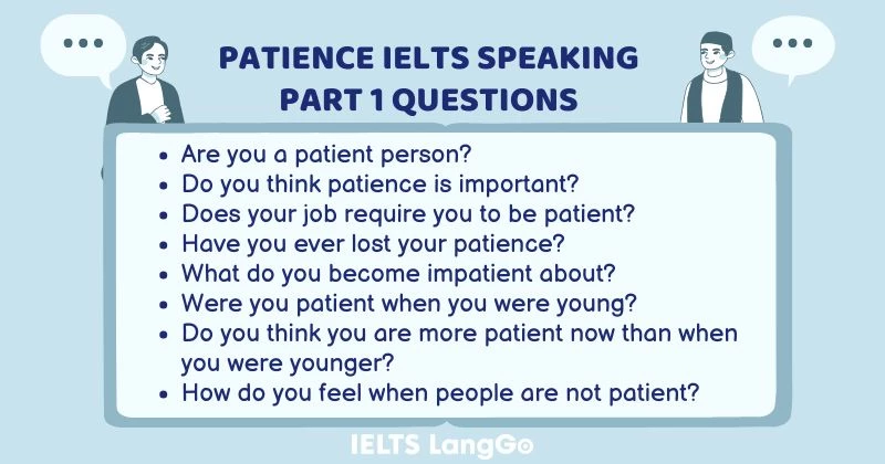 Patience IELTS Speaking Part 1 Questions