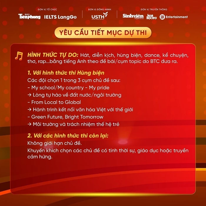 Yêu cầu về tiết mục dự thi vòng Tài Năng - Unlock The IELTS 2025