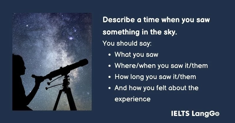 Describe a time when you saw something in the sky cue card