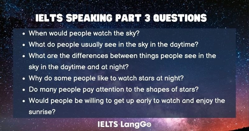 Describe a time when you saw something in the sky Part 3