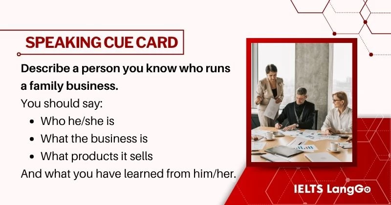 Describe a person who runs a family business cue card