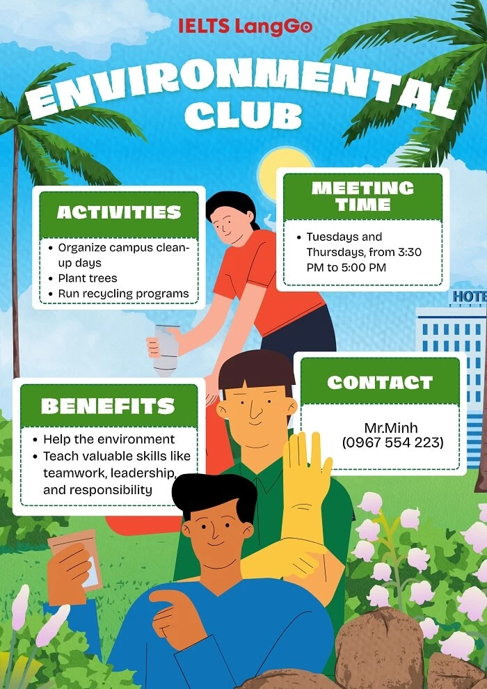 Tiếng Anh lớp 8 Unit 3 Project - Poster mẫu