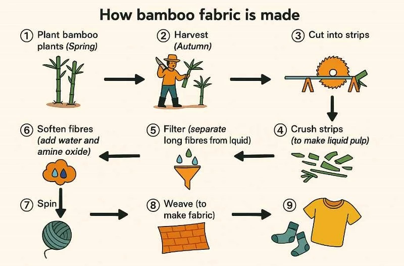 Cambridge 20 Test 4 Writing Task 1: How bamboo fabric is made