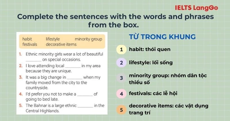 Bài tập 3 Tiếng Anh 8 Review 2 Language