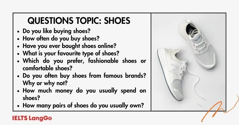Câu hỏi IELTS Speaking Part 1 topic Shoes