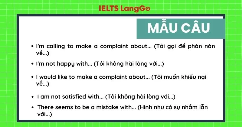 Tổng hợp mẫu câu để đưa ra lời phàn nàn