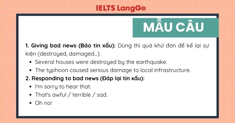 Tổng hợp mẫu câu báo thông tin xấu