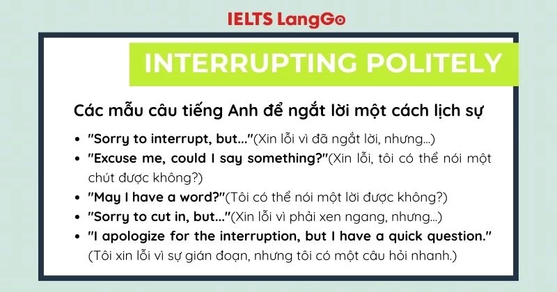 Mẫu câu ngắt lời lịch sự