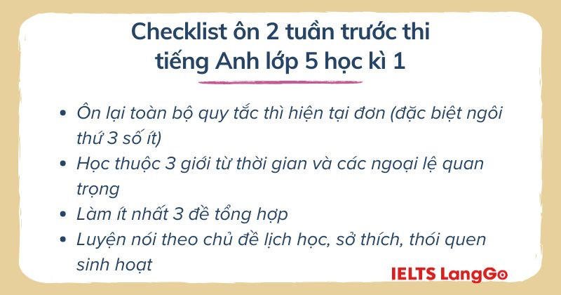Phụ huynh có thể cùng con ôn tập trước khi thi học kì theo checklist này