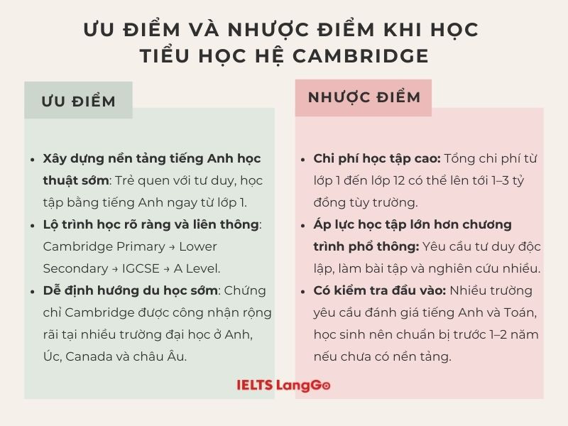 Những ưu, nhược điểm phụ huynh cần biết về tiểu học hệ Cambridge