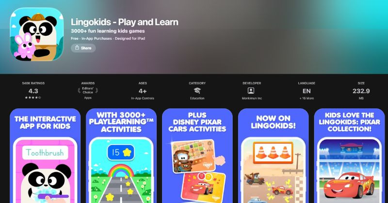 Lingokids có đồ họa hấp dẫn trẻ con, app cũng được những giải thưởng về ứng dụng