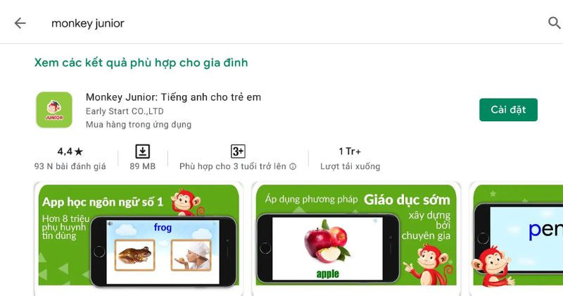 Hệ thống Monkey rất nổi tiếng và không chỉ có app tiếng Anh trẻ em