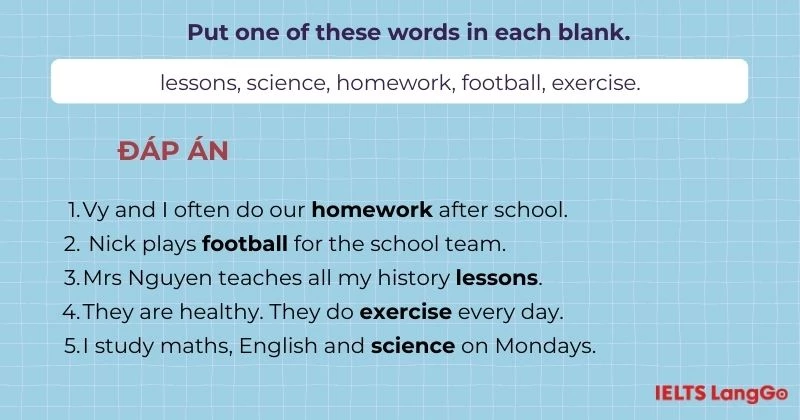 Bài tập 3 Tiếng Anh 6 Unit 1 A Closer Look 1