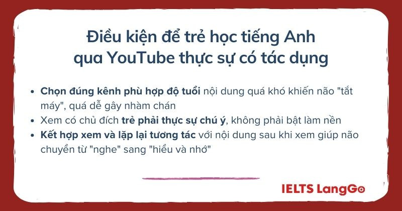 Những điều cần lưu ý khi trẻ học tiếng Anh qua YouTube
