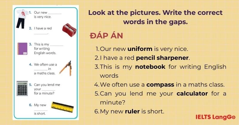 Bài tập 1 Tiếng Anh 6 Unit 1 Looking Back