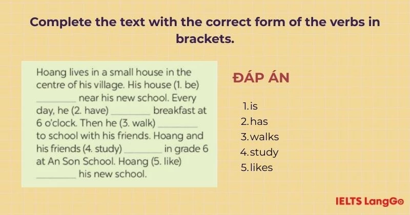 Bài tập 4 Tiếng Anh 6 Unit 1 Looking Back