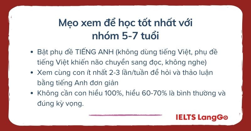 Những lưu ý khi cho trẻ 5-7 tuổi học tiếng Anh qua phim hoạt hình