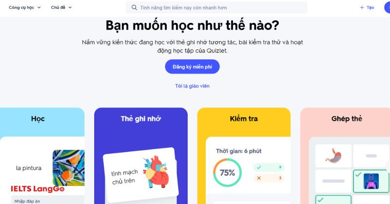 Quizlet có nhiều phương thức học từ vựng hiệu quả nhất đã được nghiên cứu