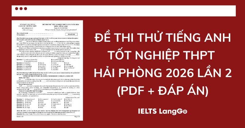 Đề thi thử Tiếng Anh tốt nghiệp THPT Cụm trường Hải Phòng 2026 lần 2