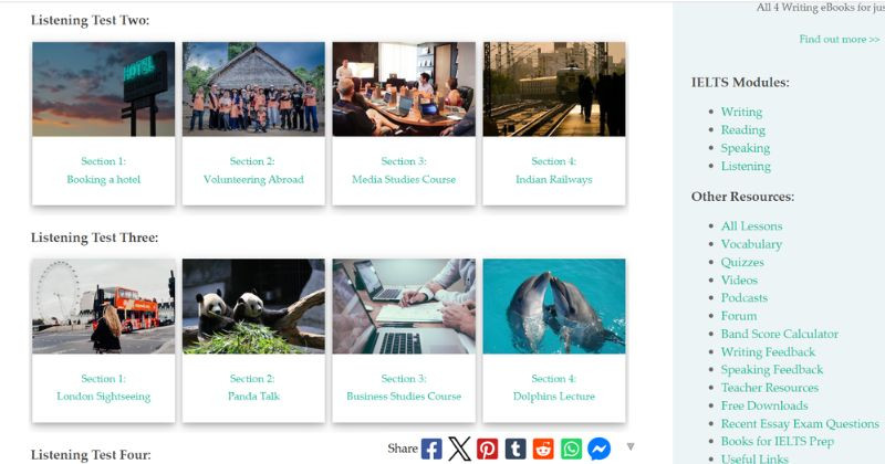 Giao diện của IELTS Buddy cũ nhưng kho đề thi rất chi tiết và đa dạng