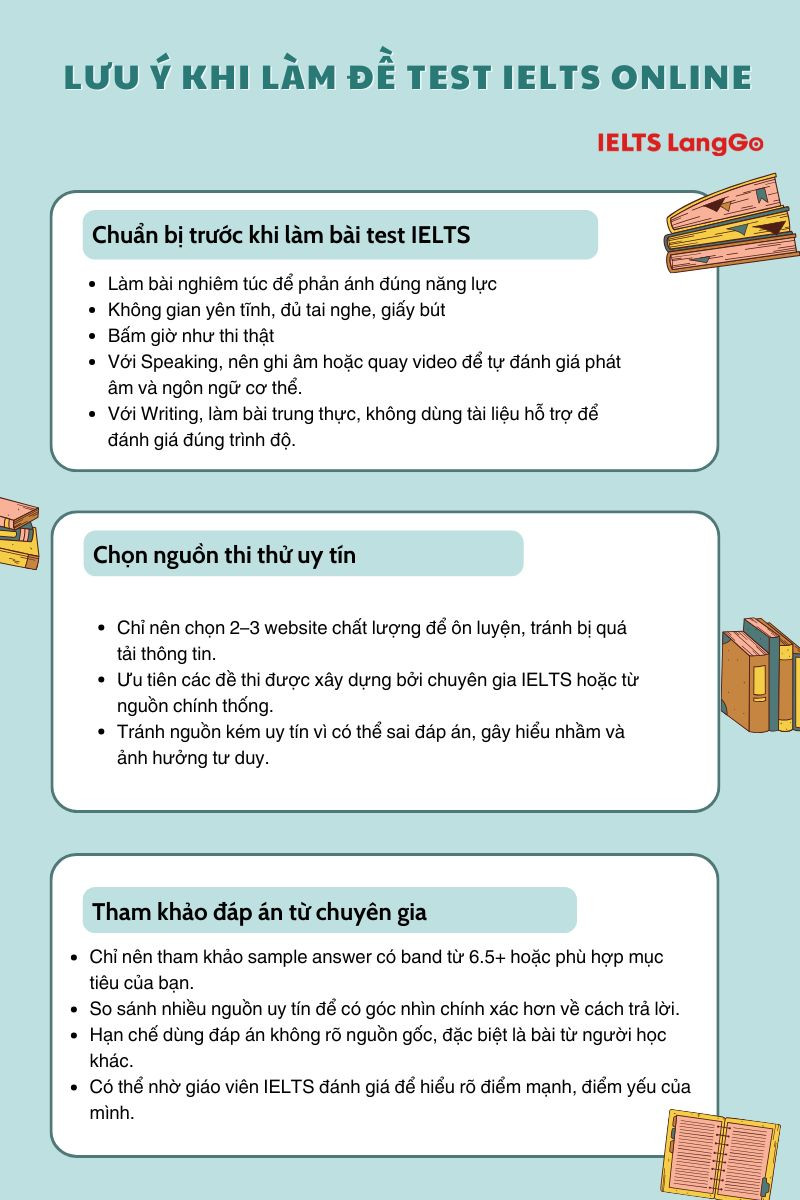 Những lưu ý người học cần tham khảo khi làm đề test IELTS Online