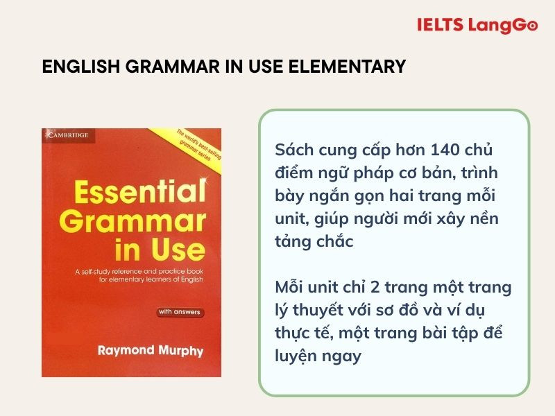 Sách Elementary là khởi đầu hoàn hảo cho người chưa vững ngữ pháp tiếng Anh