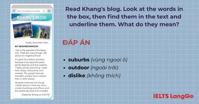 Bài tập 1 Tiếng Anh 6 Unit 4 Skills 1