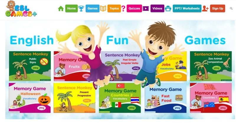 ESL Game Plus có kho trò chơi tương tác phù hợp với nhiều lứa tuổi
