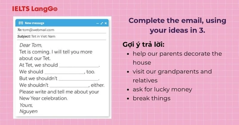 Bài tập 4 Tiếng Anh 6 Unit 6 Skills 2