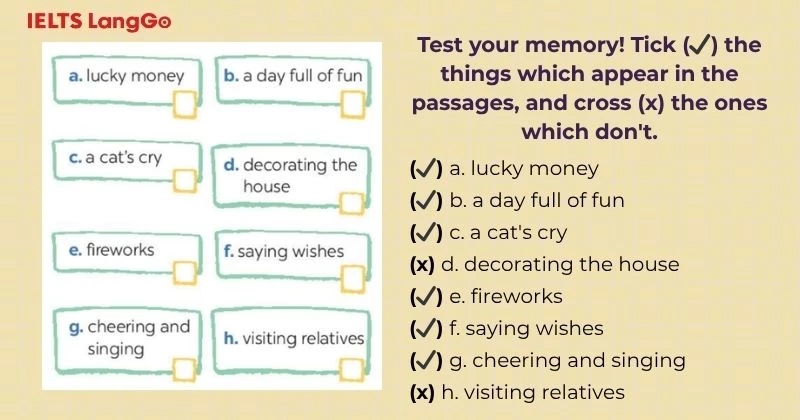 Bài tập 2  Tiếng Anh 6 Unit 6 Skills 1