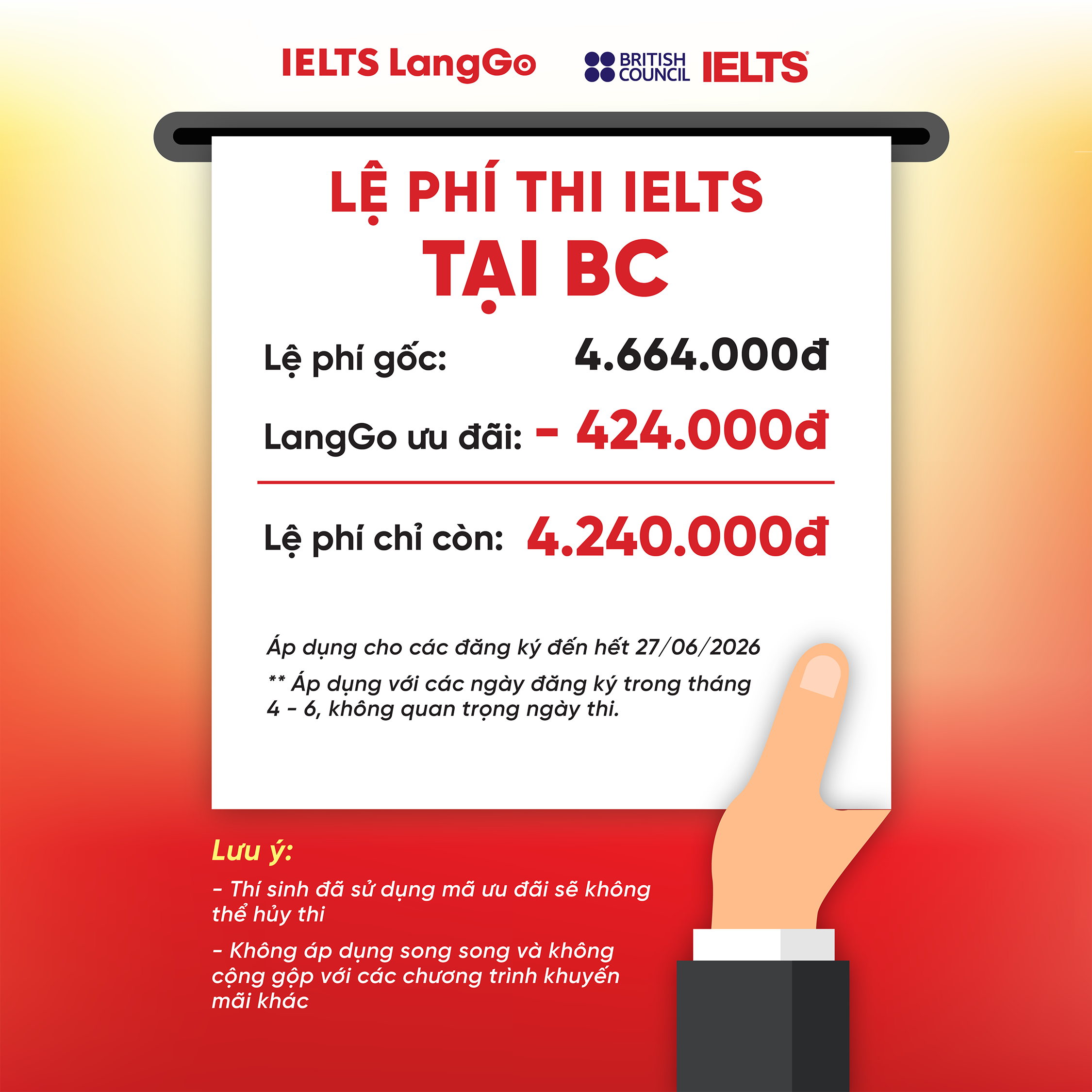 Chương trình ưu đãi lệ phí thi IELTS mùa hè tại British Council