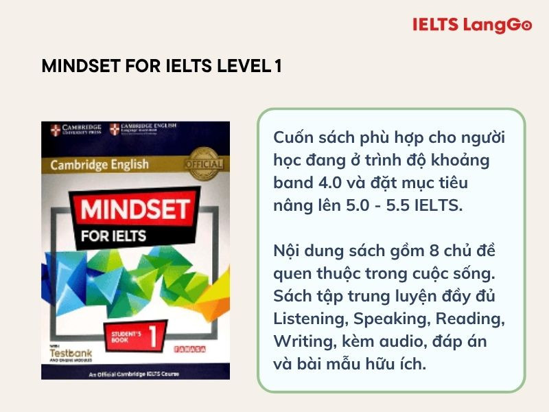 Mindset for IELTS Level 1 là khởi đầu tốt cho band 4.0