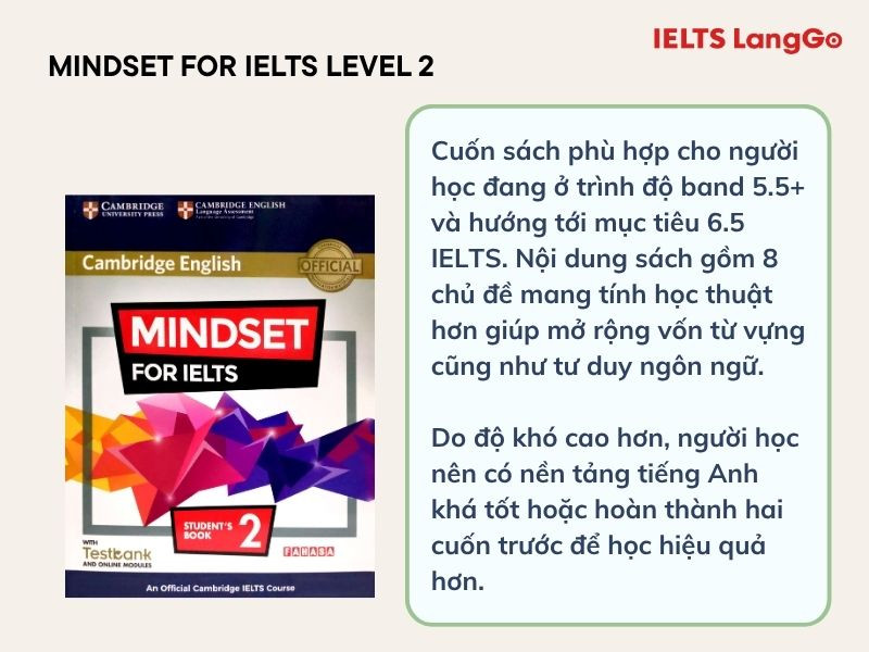 Những chủ đề trong Mindset for IELTS Level 2 được nâng cấp, tăng kho từ vựng