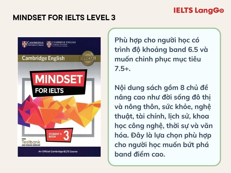 Mindset for IELTS Level 3 phù hợp cho ai muốn có band điểm cao