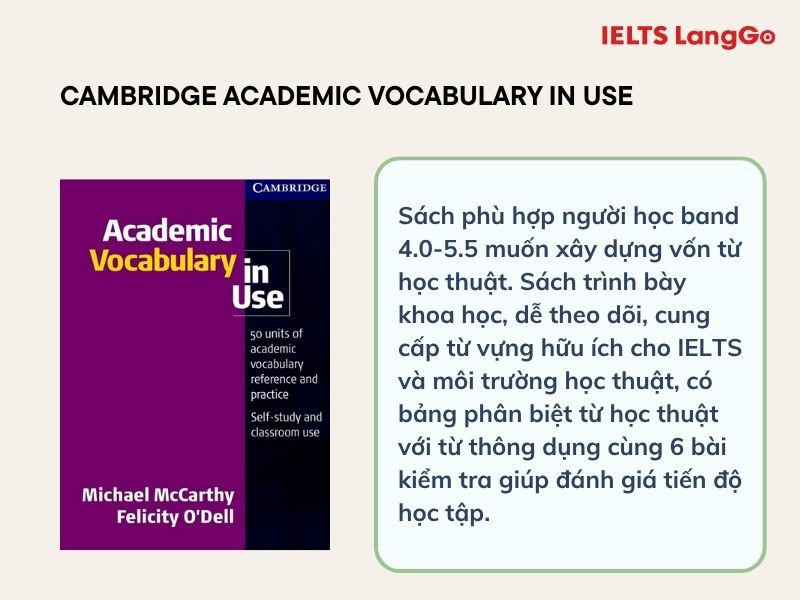 Sách Academic Vocabulary in Use cho người mới bắt đầu