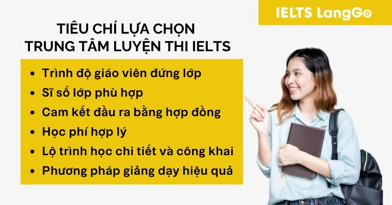 Các tiêu chí chọn trung tâm luyện thi IELTS tốt cần lưu ý