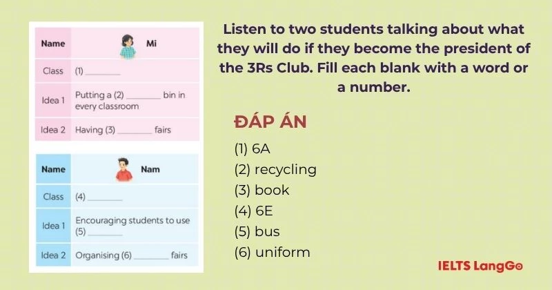 Bài tập 1 Tiếng Anh 6 Unit 11 Skills 2