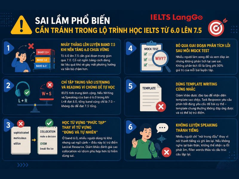 Lưu ý trong lộ trình học IELTS từ 6.0 lên 7.5 không thể bỏ qua