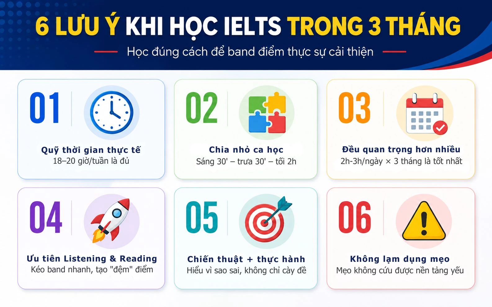 6 lưu ý khi luyện thi IELTS trong 3 tháng