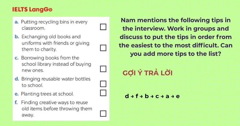 Bài tập 4 Tiếng Anh 6 Unit 11 Skills 1