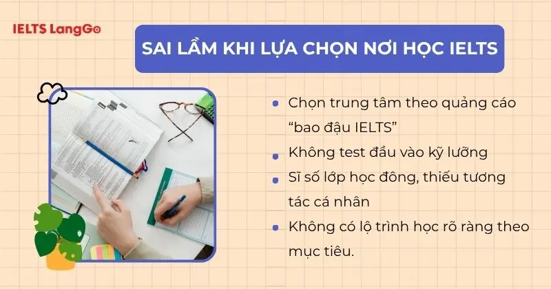 Sai lầm khi lựa chọn địa điểm học IELTS