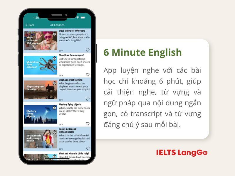 6 minute English - app luyện nghe Tiếng Anh Online và Offline