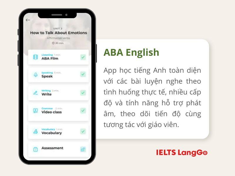 ABA English - một trong những app luyện nghe tiếng Anh tốt nhất